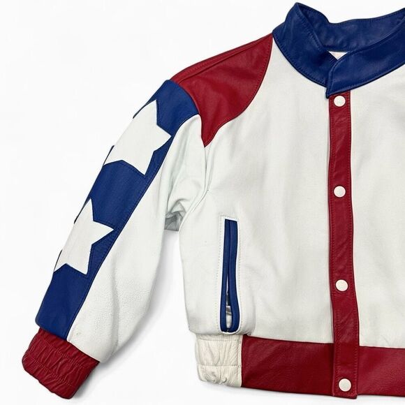 Vtg R.A Designs Kids USA Leather Jacket Small 6-7 Patriotic Fourth July Rodeo - Picture 12 of 12